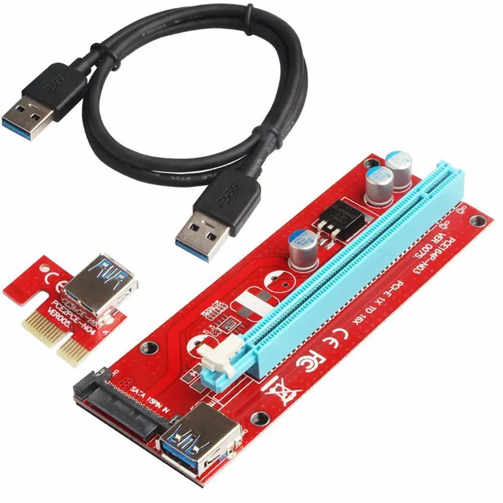 

PCI-E 1X to 16X Extender Riser Cable VER 007s- Powered by SATA ETH 60CM USB 3.0 Extension Cable Adapter Card-Currency Dedicate