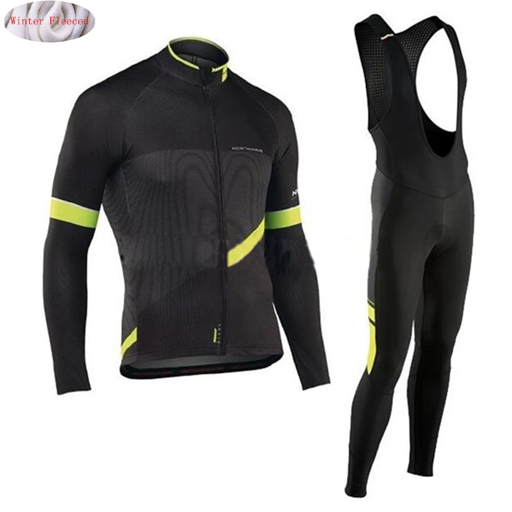 

NW 2018 Cycling Winter Thermal Fleece Jersey Bicycle Cycling Bib Pants Warm Jacket Clothes MTB Bike Clothing Northwave