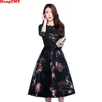 DongCMY Neue 2019 Blume Kurze Prom Kleider V-ausschnitt Schwarz Farbe Party Elegante Vestido Kleider