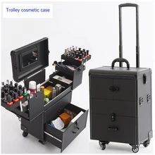 Woman Trolley Cosmetic case Nails Makeup Toolbox,Multi-layer Trolley Case ,PVC Beauty Box Travel Rolling Luggage Suitcase wheel Woman Trolley Cosmetic case Nails Makeup Toolbox,Multi-layer Trolley Case ,PVC Beauty Box Travel Rolling Luggage Suitcase wheel