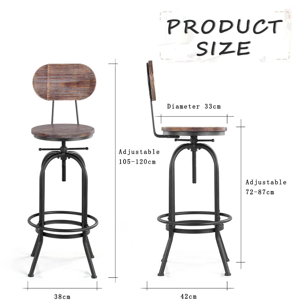 bar chair height outdoor ikayaa industrial style bar stool height adjustable swivel chair pinewood top with backrest home furniture us fr de stockin stools from bar chair height outdoor ikayaa industrial style bar stool height adjustable swivel chair pinewood top with backrest home furniture us fr de stockin stools from
