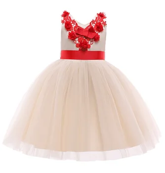 

Retail 6234 Floral Embroidery Lace Princess Baby Girl Dress 2019 New Summer Wedding Party Kid Dress For Girl baby girl clothes