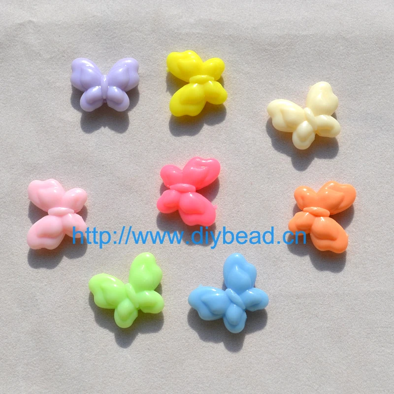 

100 pieces/lot Necklace Accessory,Cartoon Butterfly Acrylic Beads,21*18MM Spring Color Sugar Beads