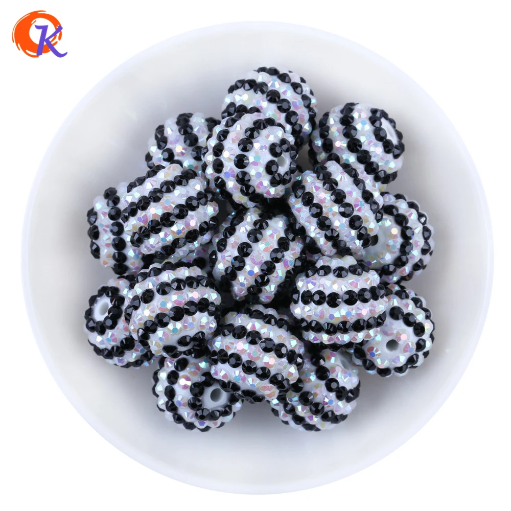 

R193 Cordial Design 20MM 100Pcs/Lot Black White Chunky Resin Stripe Rhinestone Beads For Handmade Necklaces Jewelry CDWB-701088