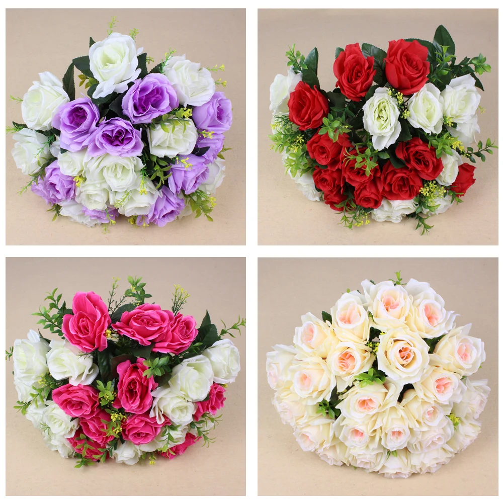 Pretty DIY Road Led Wedding Flower Head Flower Bouquet 24 Heads/bouquet