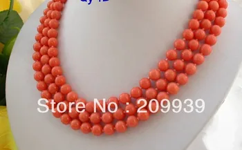 

huij 0071 stunning 3rows 8mm round crude pink coral necklace discount 40%