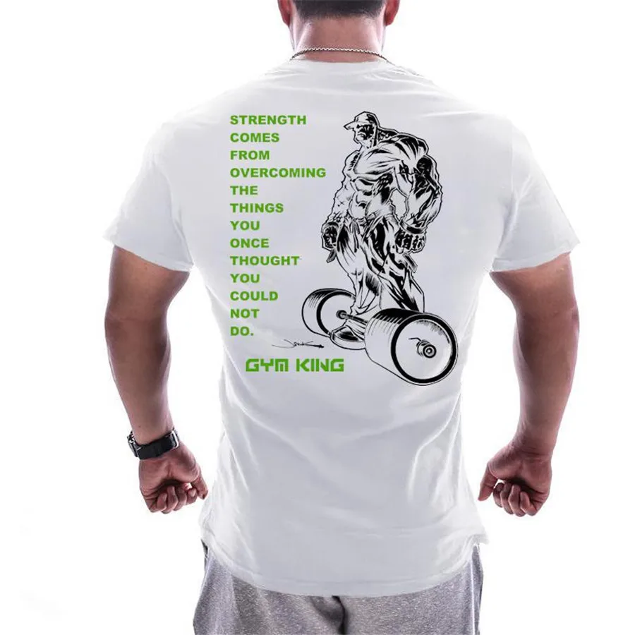 Men Running Sports Cotton T-shirt Gym Fitness Workout Slim t shirt Male Jogging Training Short sleeve Tee Tops Printing Clothing - Цвет: C15