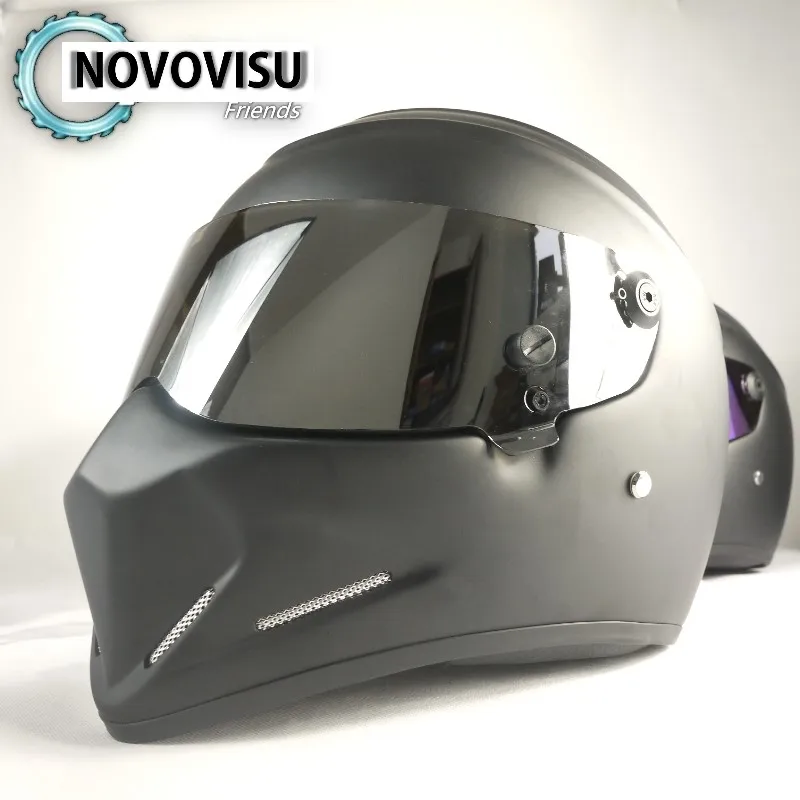 For NOVOVISU The STIG Matte Black Helmet with Silver Visor Capacete Casco De  Bag+ SIMPSON Sticker For Gifts Moto Helmet 02