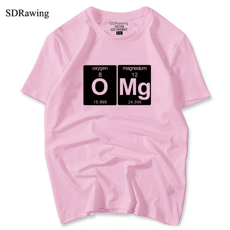 Забавная научная хлопковая Футболка OMG футболка кислородный Магний забавная Футболка с принтом экрана гика футболка для женщин и студентов Топы - Цвет: pink