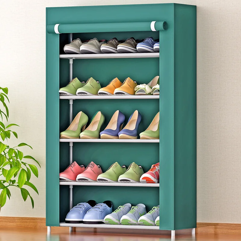 خزانة خذاء 6-طبقة 5 الشبكة غير المنسوجة الأقمشة كبيرة الحذاء الرف المنظم للإزالة حذاء تخزين للمنزل الأثاث