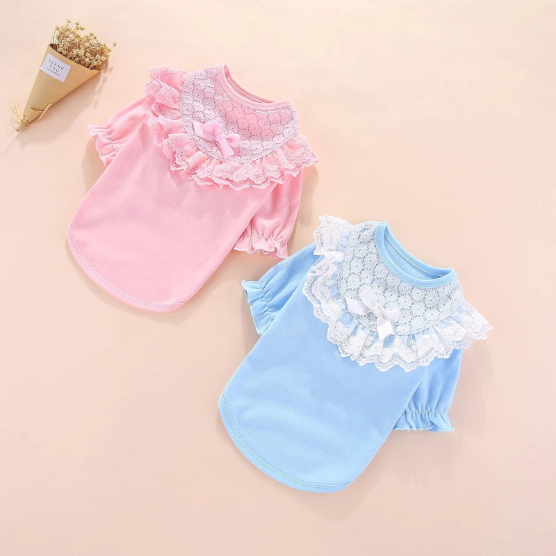 

Cute Lace Dog T-shirt Lovely Dog Clothes Summer Spring Pet Shirt Coat Outfit Cat Poodle Bichon Frise Pomeranian Pet Clothing