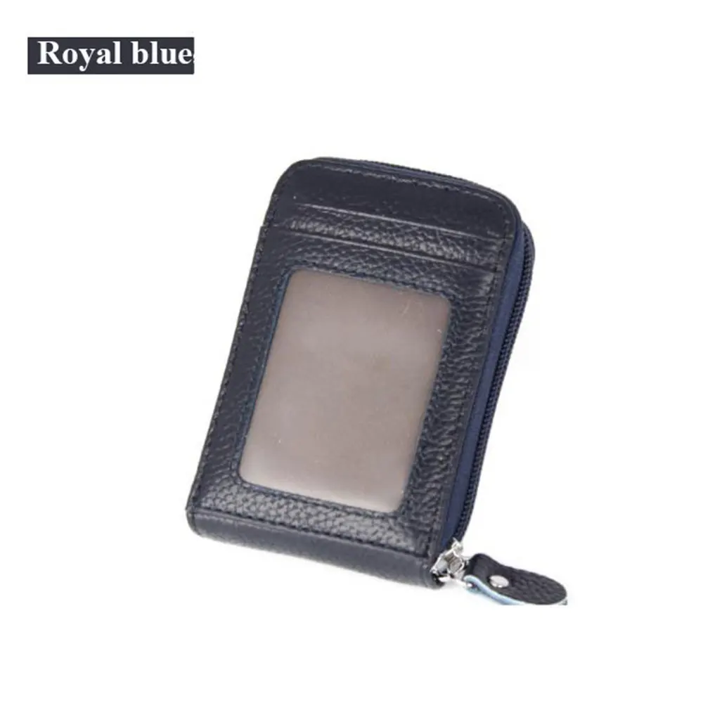 1 шт. унисекс сумка для карт из искусственной кожи пакет для карт держатель для кредитных карт RFID Блокировка многофункциональная молния тонкий карман подарки - Цвет: Royal Blue