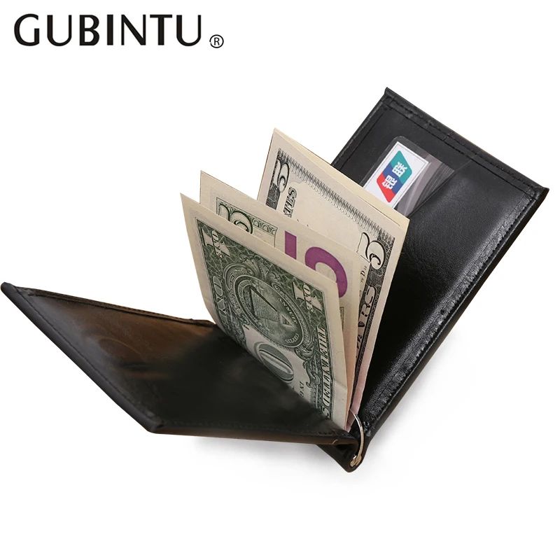 Leather Money Clip Wallet Men Simple Style Photo Window Credit Card money clip purse man Quality ...