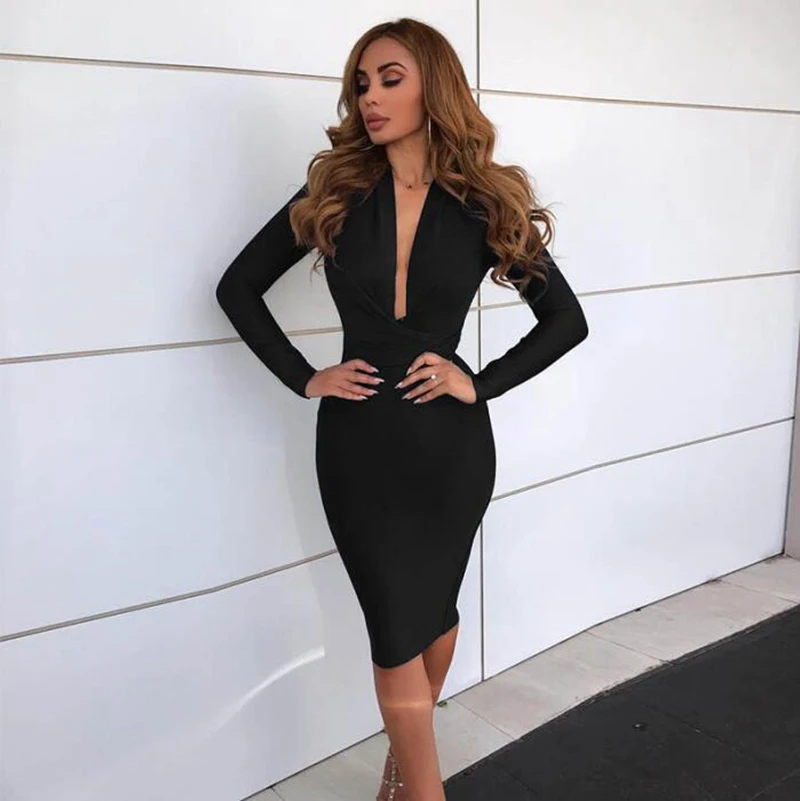 DeerLady-Bandage-Dresses-2019-New-Arrivals-Xmas-Women-White-Bandage-Dress-Long-Sleeve-Winter-V-Neck