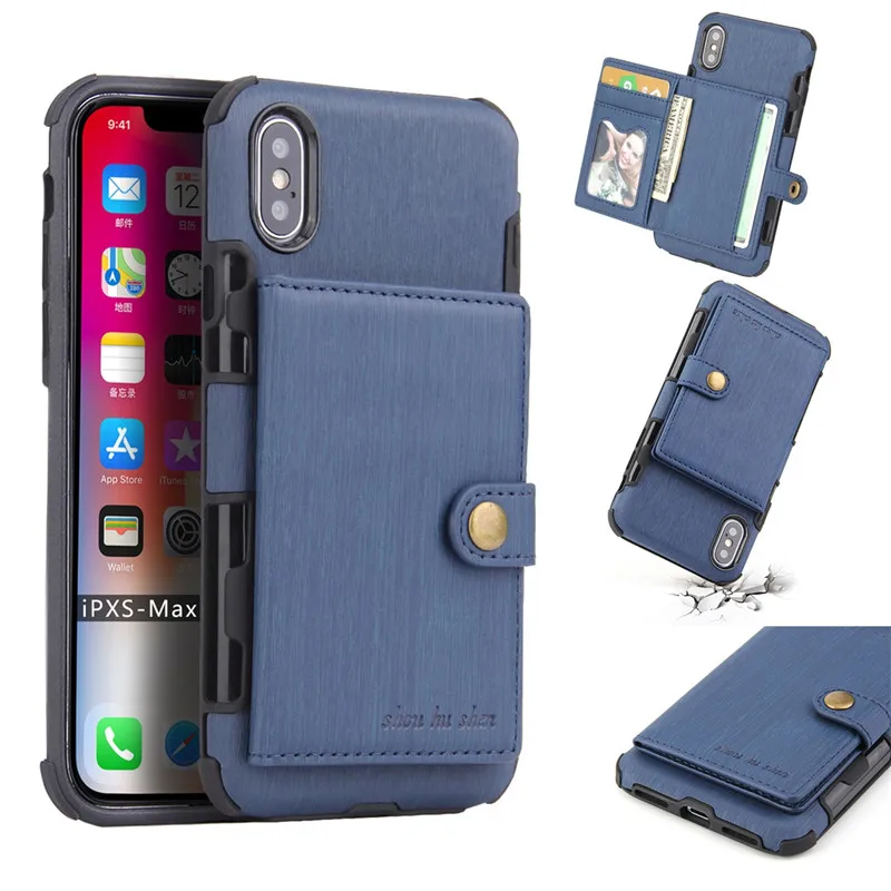 

Leather Smooth Touch Rope Loop Credit Bank Card Button Pocket Phone Case Cover for Samsung Iphone XR XS MAX X 6S 6 8 7 Plus Case