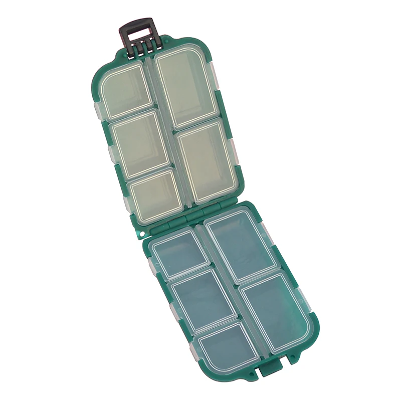 

Fishing Tackle Storage Box 1 Piece Green Plastic 10 Compartment Removable Fishing Accessories Assortment Storage Case