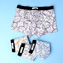 Трусики для Молодых 4 шт/упак Трусы Мужские Хлопка Дышащие круглый Цветочный Набивной Шорты-боксеры Большие Размеры Мужское Нижнее Белье L XL XXL XXXL