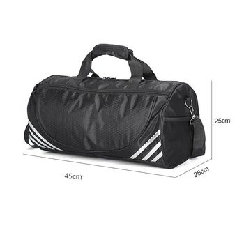 

Outdoor Sports Training Gym Bags Fitness Travel Outdoor Sports Bag Handbags Shoulder Dry Wet Shoes For Women Men-Black+White #8