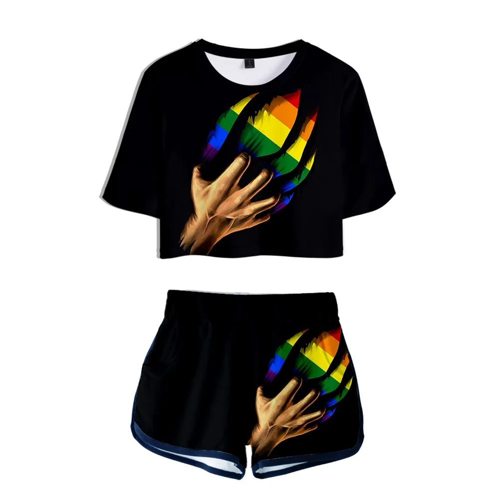 

LGBT Women Outfits Two Piece Set Women Outfit 3D T-Shirt Women's Suit Shorts Summer Top Ensemble Femme Summer Clothes for Women