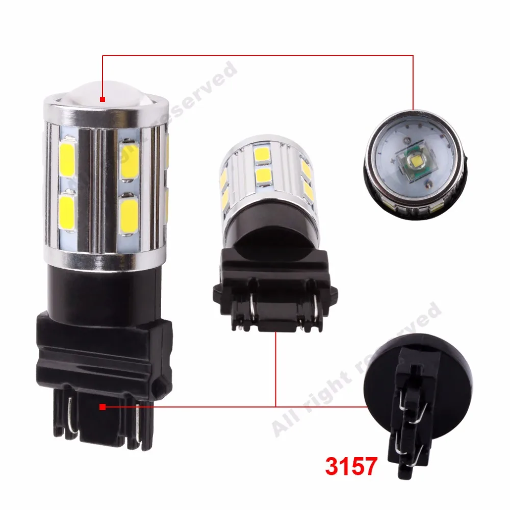 2шт 3156 3157 P27/7 Вт T25 Высокая мощность 12SMD 5730 чип + 5 светодиодный ксеноновый Белый