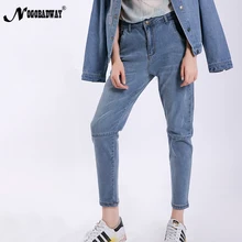 L 5XL размера плюс джинсы для женщин в стиле бойфренд джинсовые шаровары свободные Осенние Летние повседневные Лоскутные джинсы женские брюки синие