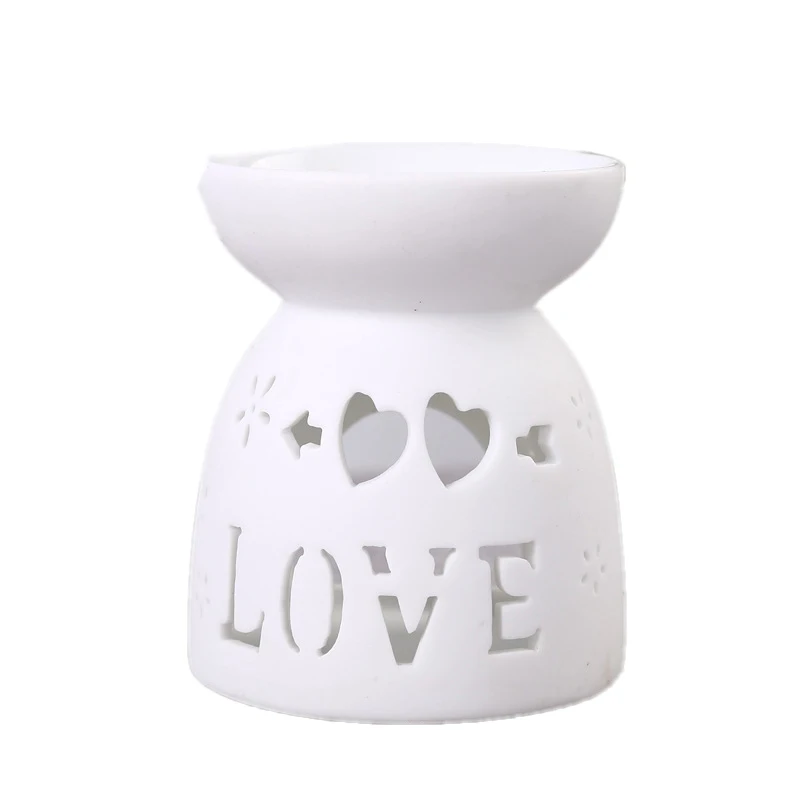 

Mini Love Heart Ceramic Aroma Lamp Hollowing Candle Furnace Essential Oil Furnace Home Furnishing Decoration S $