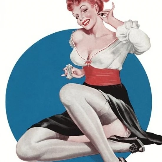 Pin Up Girl Redhead With Perfume Poster Print (18 x 24)