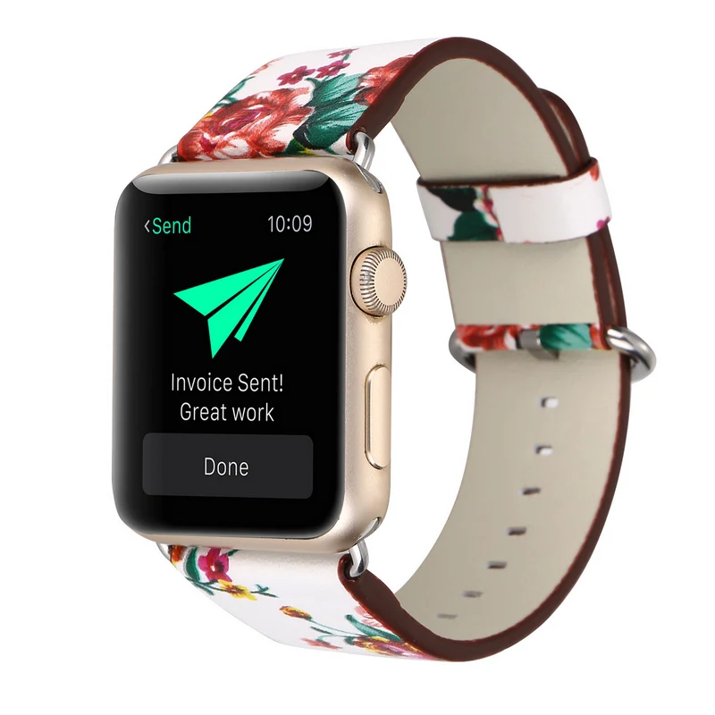 

Leather Watch Band for Apple Watch 38mm 42mm Series 1 Series 2 Series 3 Flower Strap Floral Prints Wrist Watch Bracelet I212.