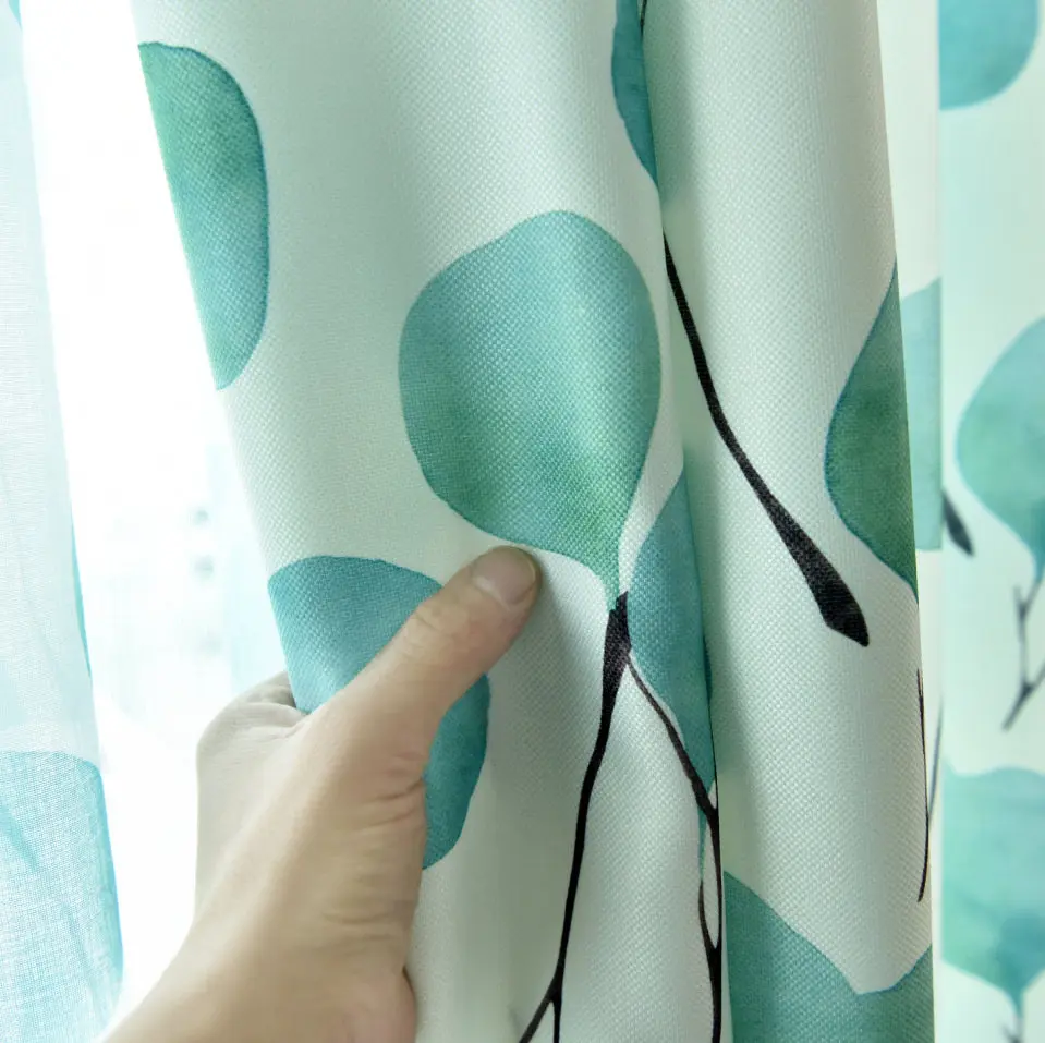 Скандинавские шторы с принтом листьев простые современные сельские шторы для гостиной Детские французские оконные шторы P352C - Цвет: cloth