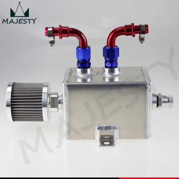 

Aluminium 2L oil breather catch tank can 2 litre AN inlets breather filter drain + Fitting/Adapter