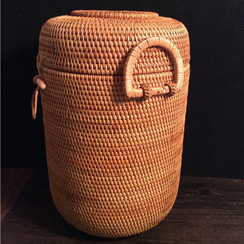 100% hecho a mano multifunción de mimbre de almacenamiento caja de Organizers para artículos de té adornos contenedor de almacenamiento de alimentos organizador