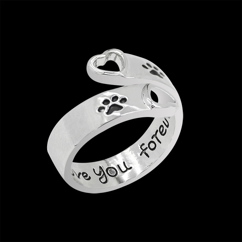 Женское кольцо в стиле хип хоп с надписью I Will Love You Forever|footprint ring|ring with letterforever love |