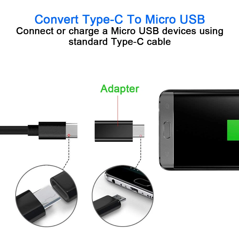 Ascromy USB C к Micro USB адаптер для Xiaomi Redmi Note 5 6 Pro huawei honor 8x9 lite samsung Galaxy S7 S6 edge кабель Microusb