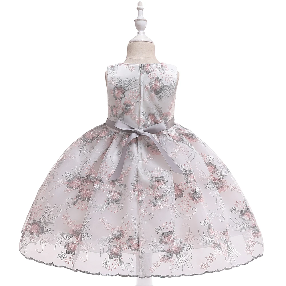 Г., платье для малышей с вышитыми кружевами и цветами вечерние летние Бальные платья с бантом для девочек детское платье принцессы на день рождения, для детей от 3 до 10 лет, L5126