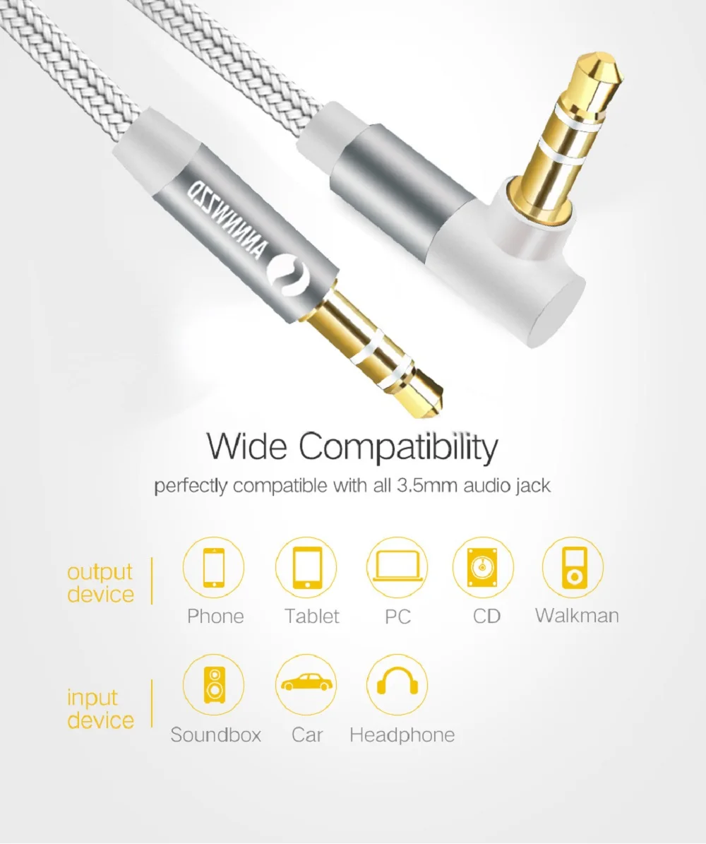 3.5mm Jack Audio Cable 3.5 Male to Male Cable Audio 90 Degree Right Angle Speaker Line Aux Cable for iPhone Car Headphone MP3/4 3.5mm Jack Audio Cable 3.5 Male to Male Cable Audio 90 Degree Right Angle Speaker Line Aux Cable for iPhone Car Headphone MP3/4
