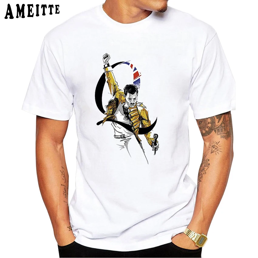 Футболка Freddie Mercury The queen Band Art Мужская Хип Хоп Ретро Рок хипстерская футболка