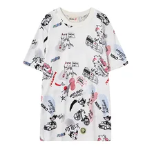 Коллекция Лето Harajuku Стиль Кот Автомобильный цифровой печати свободные вырез лодочкой футболка с короткими рукавами женщина Топы корректирующие