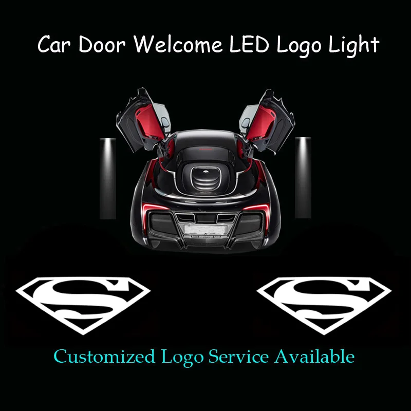 2x White Superman Logo Car Door Laser Projector Ghost Shadow