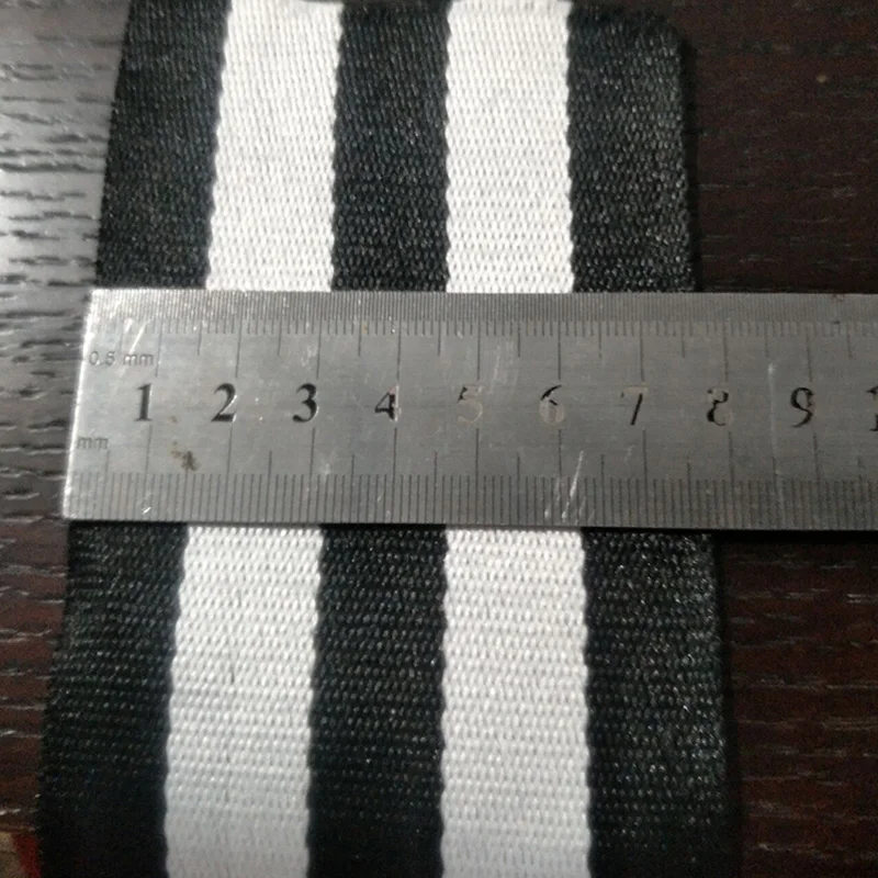 

1M Widening 75mm Black White polyester tough Woven Jacquard Ribbon background stripe pattern DIY Traction belt outdoor seat belt