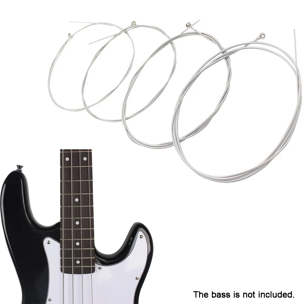 4pcs Electric Bass Strings Set Anti rust and Durable Silver Pure Nickel Bass Strings Stringed