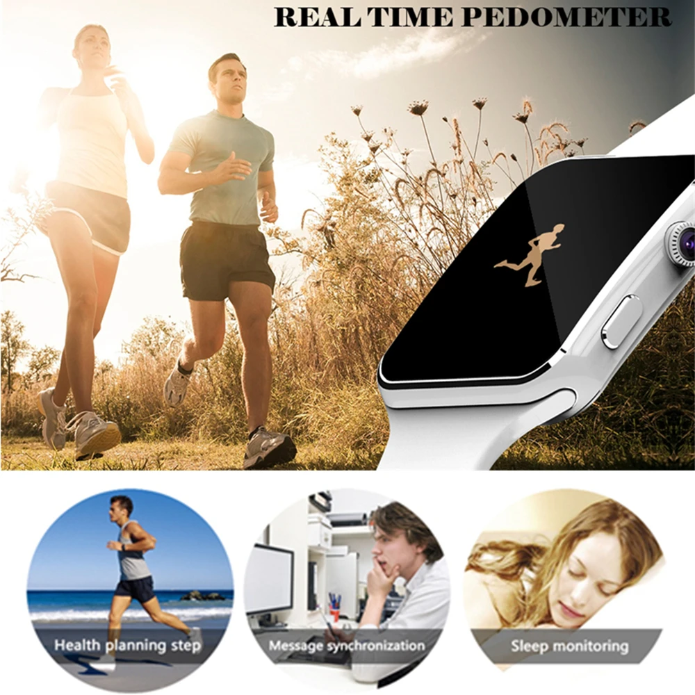 OGEDA Смарт мужские часы Bluetooth X6 спортивные Шагомер Smartwatch с камерой поддержка sim