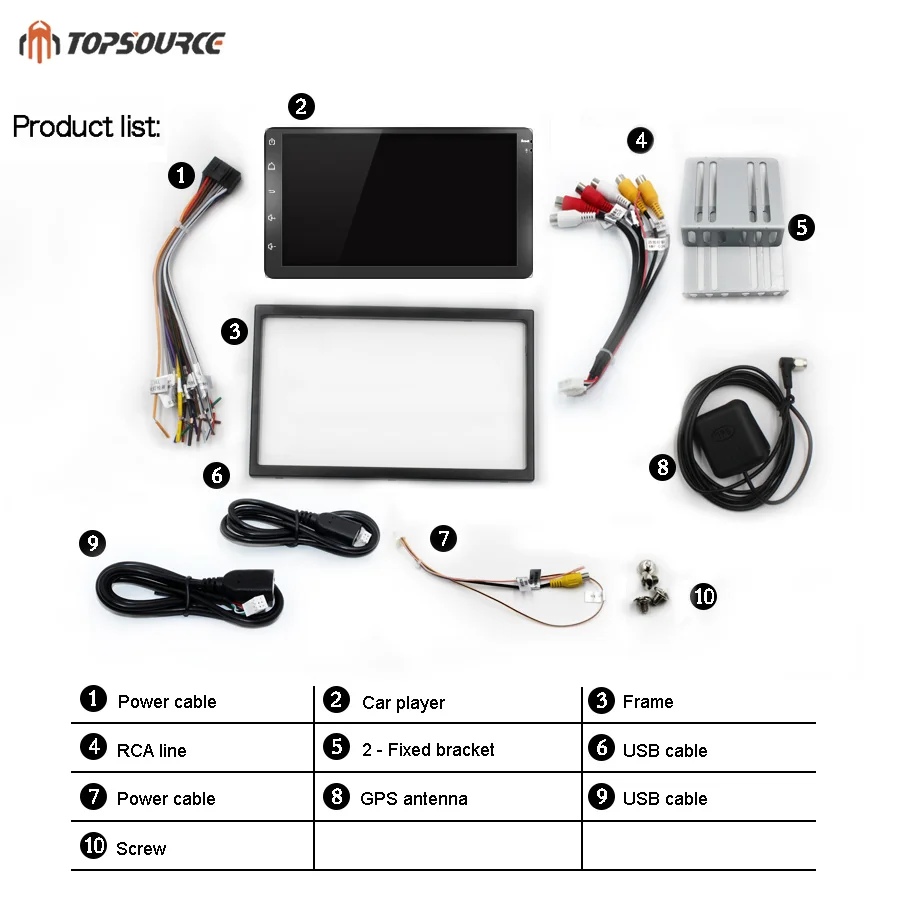 Автомобильный мультимедийный плеер TOPSOURCE 7 дюймов Универсальный RDS 2 Din Радио Android 1
