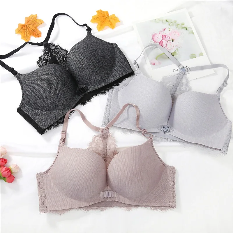 

Girls's Push Up Underwear Lace Back Underwire Bra Women Seamless Sexy Front Closure Bra