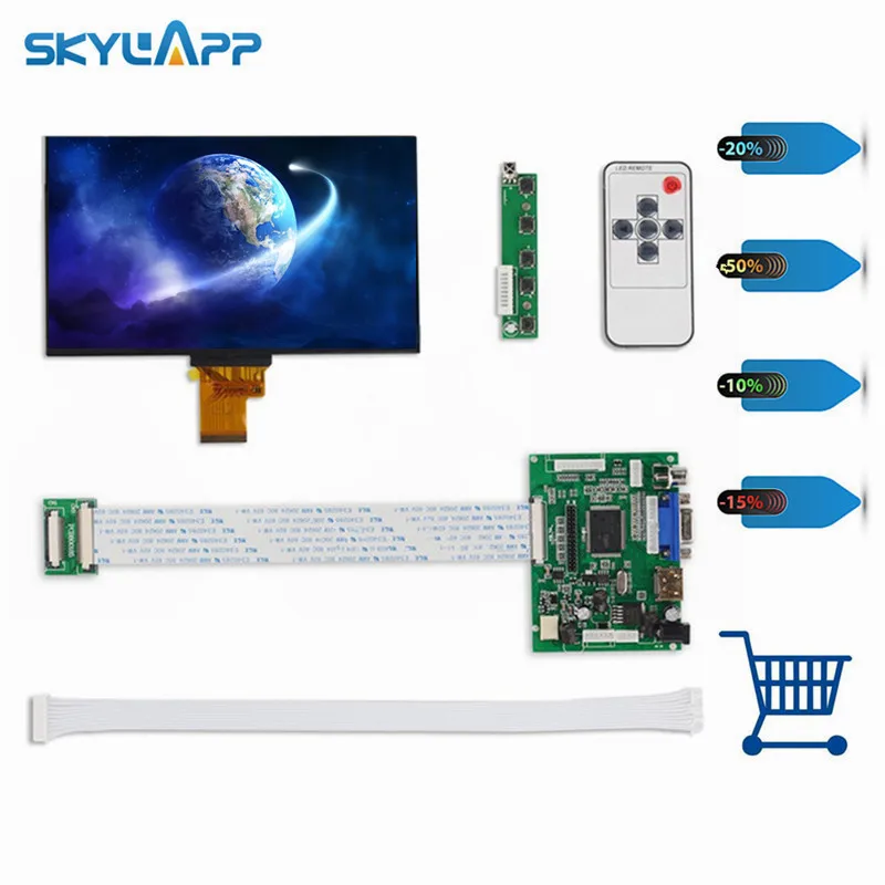 Skylarpu 1024*600 ips Экран Дисплей lcd TFT монитор EJ070NA-01J с пультом дистанционного управления драйвером 2AV HDMI VGA для Raspberry Pi