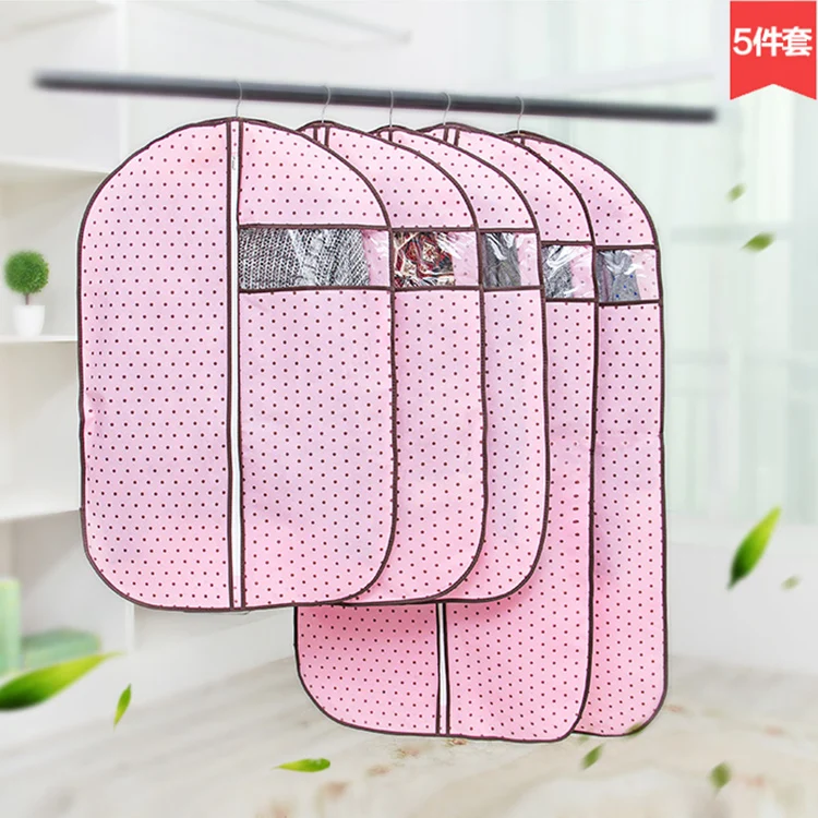 5pcs/pack Korean Style Clothing Dust Covers Non woven Large Capacity Clothing Storage Dust Cover
