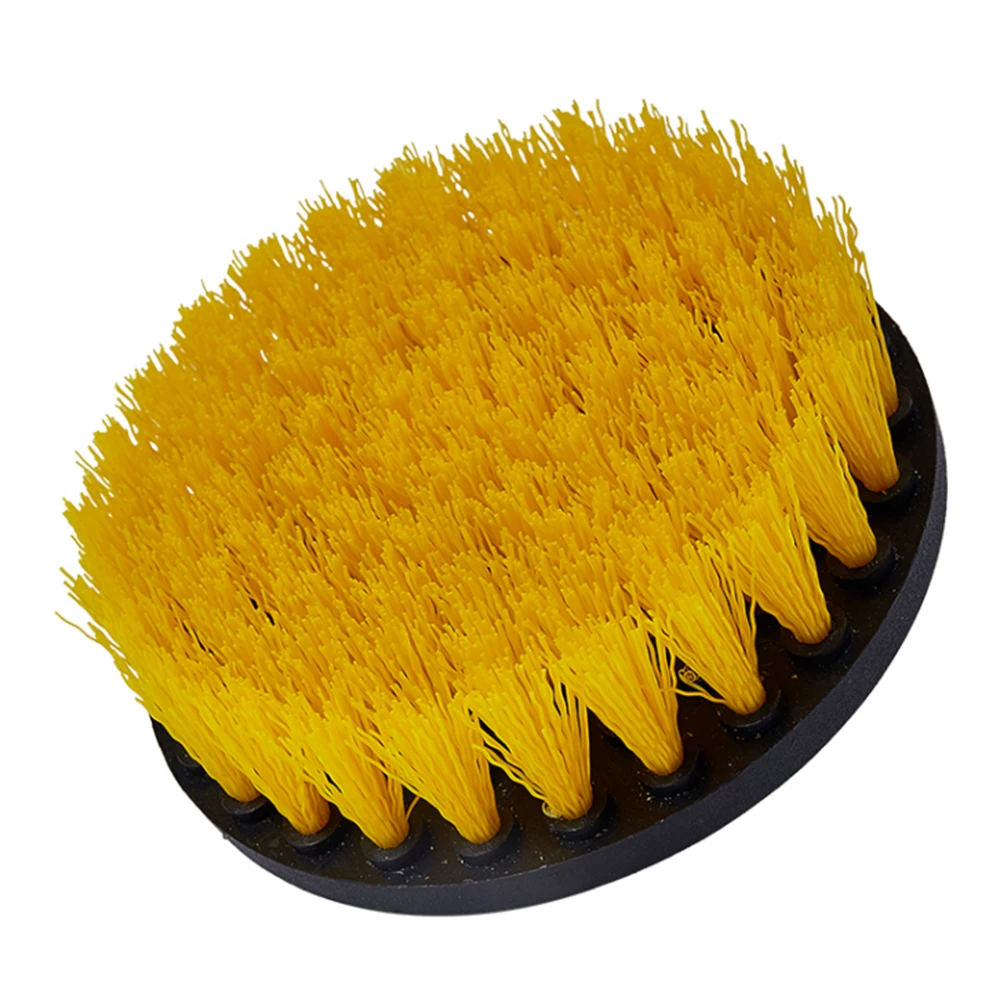 2 3.5 4 5 inch solid hollow Drill Power Scrub Clean Brush For Leather Plastic Wooden Furniture Cleaning Power Scrub, Yellow