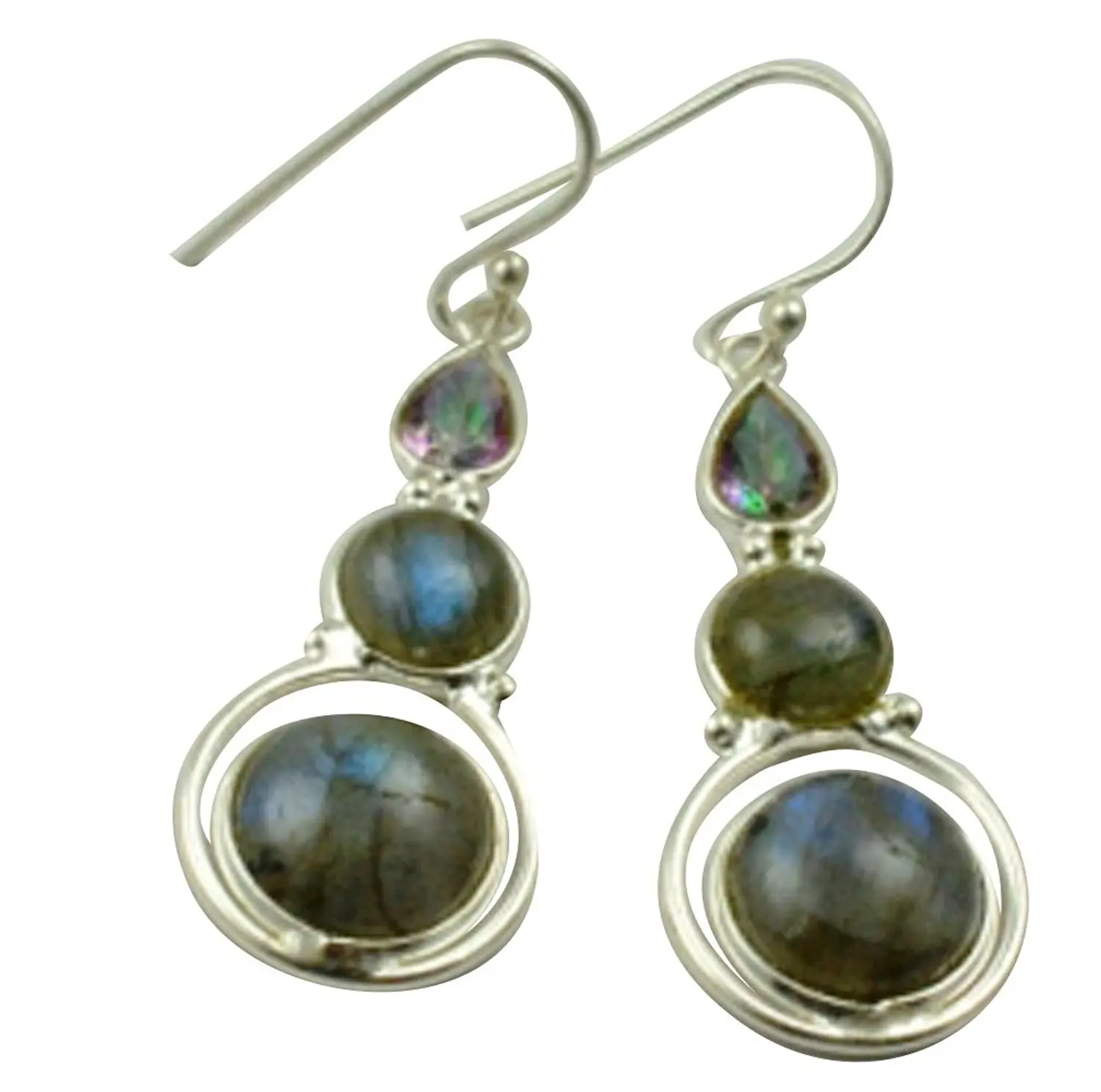 

LoveGem Genuine Labradorite EARRINGS 925 Sterling Silver Jewelry, 45.2mm, AE2335