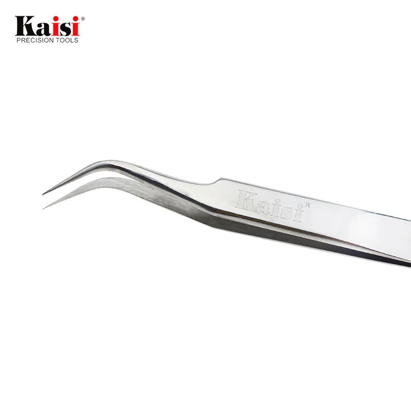 kaisi Precision Tweezers Stainless Steel Tweezer Tools Eye lashes Eyelash Extension Tweezers Curve Pincet Eyelash SS-SA 7-SA