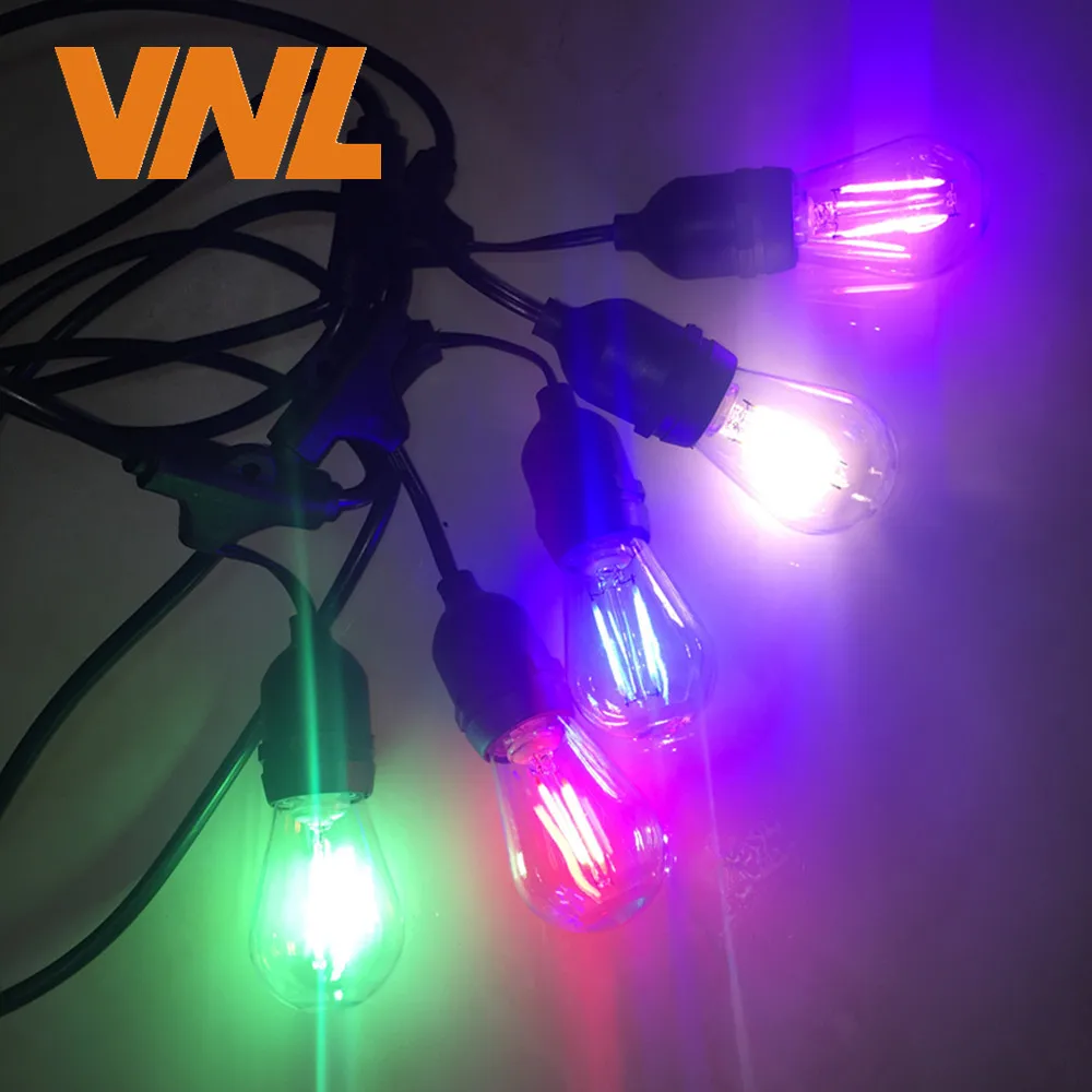 VNL IP65 15 м коммерческий светодиодный гирлянды S14 светодиодный rgb свет строка Водонепроницаемый для Праздничная гирлянда свадебное освещение