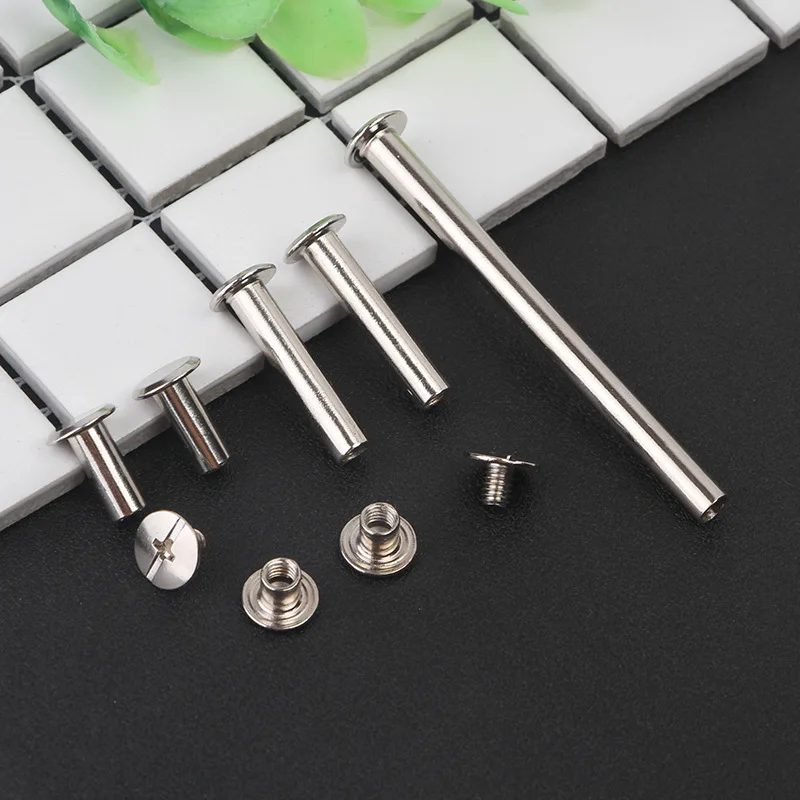 60 Sets Silvery Chicago Screws 1/2 Inches Screw Posts Metal Accessories  Nail Rivet Chicago Button for DIY Leather Decoration Document Book Album